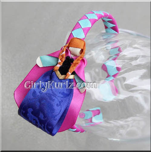 Winter sister-inspired ribbon clip on headband – fan-style handmade hair accessory