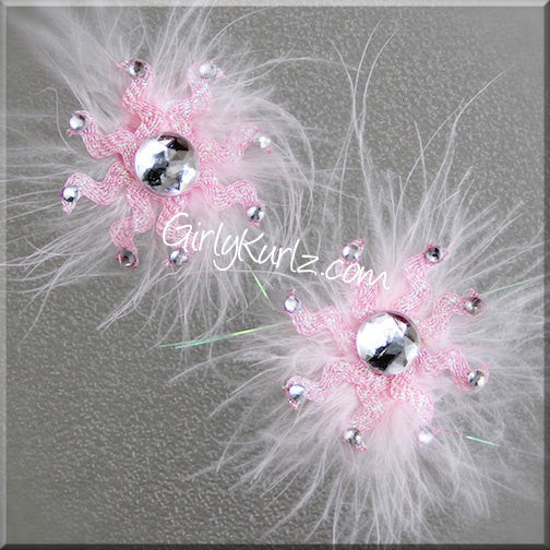PINK Sparkly Snowflake Hair Clip