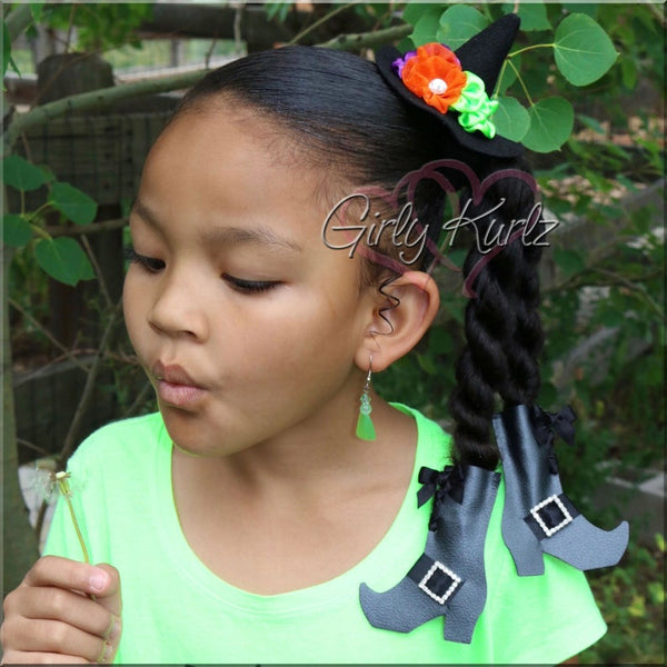 Witch Hat and Witch Boots Hair Bow, Halloween hair bows