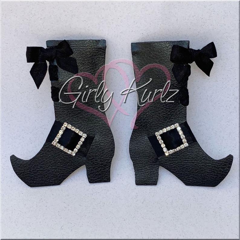 Witch Hat and Witch Boots Hair Bow, Halloween hair bows