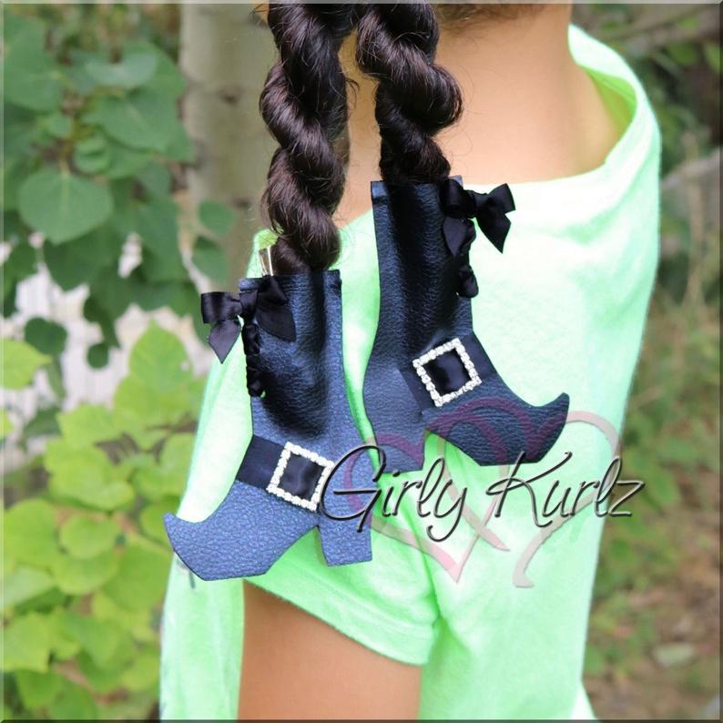 Witch Hat and Witch Boots Hair Bow, Halloween hair bows