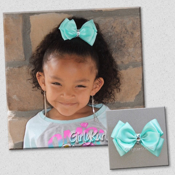 Aqua Satin Layered Bow