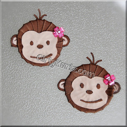 monkey hair clip, zoo hair clip, ribbon sculpture