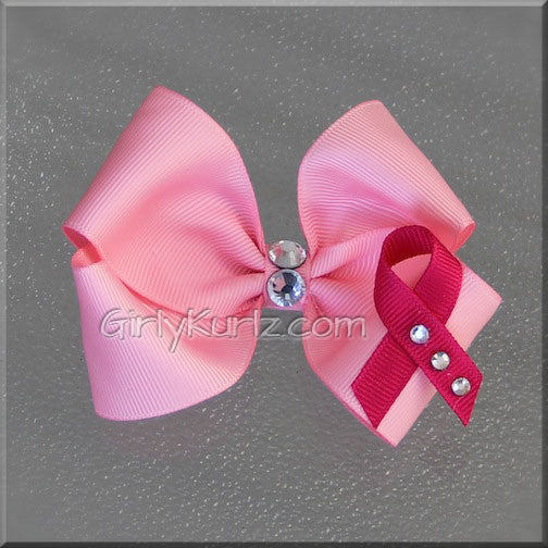breast cancer hair bow