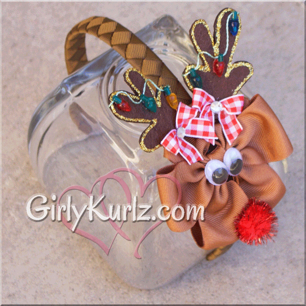 reindeer hair bow, christmas hair bow, reindeer hair clip