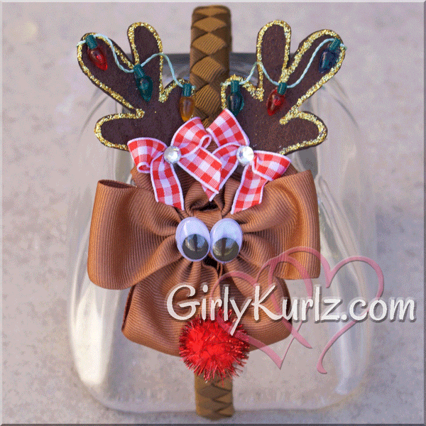 reindeer hair bow, christmas hair bow, reindeer hair clip