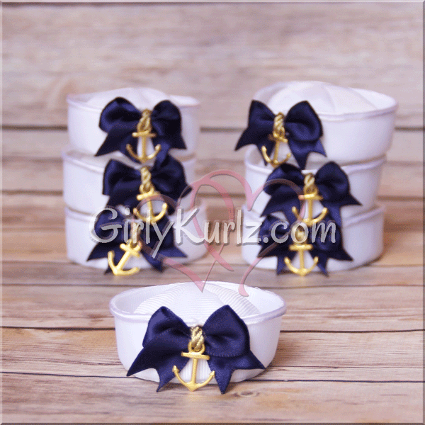 sailor hat hair clip, us navy hair bow, sailor hat hair bow