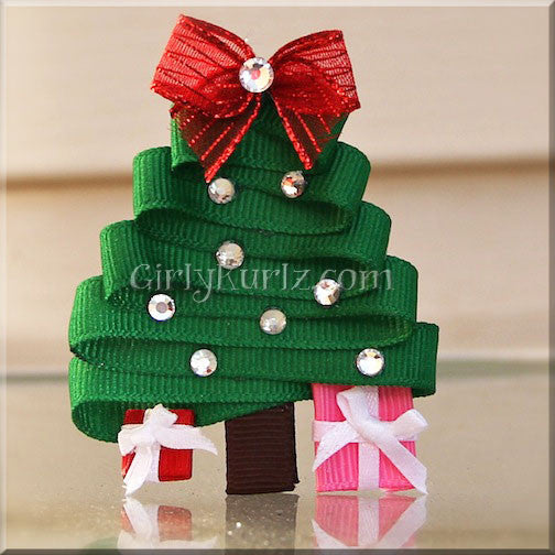 christmas tree hair clip